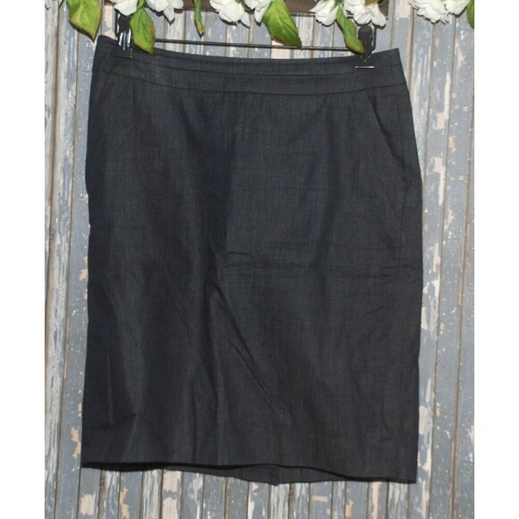 Ann Taylor LOFT Ladies Dark Blue Skirt Size 6 Petite Pockets Lined Slit Career - Picture 1 of 8